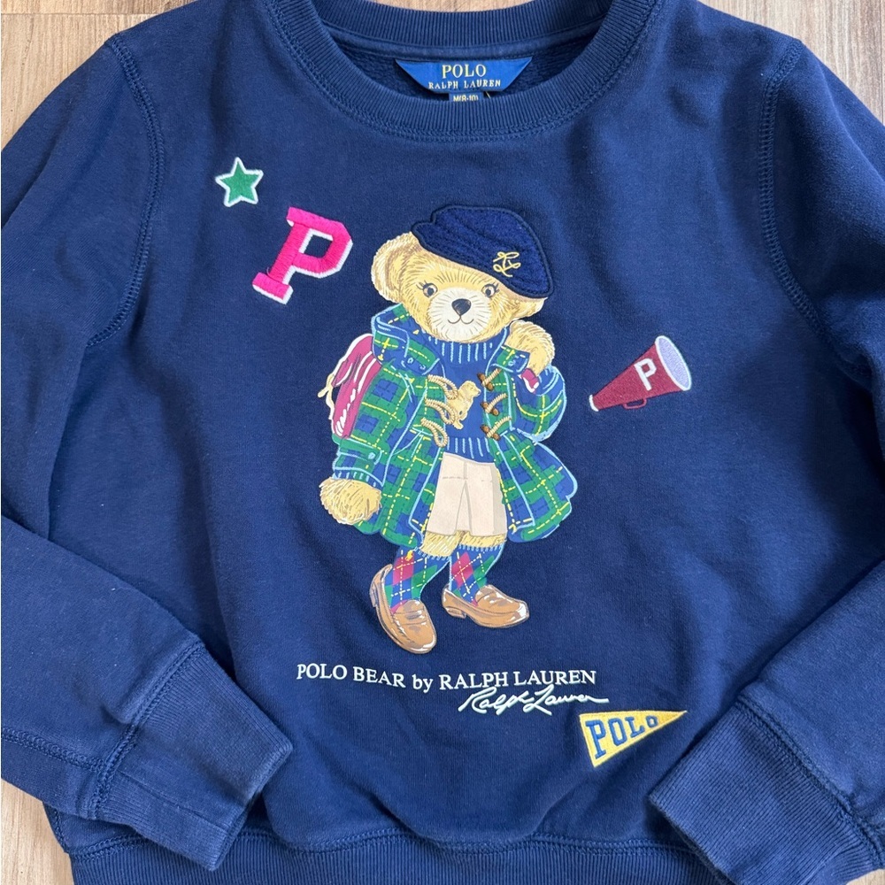 Polo Ralph Lauren Girls Navy Blue Polo Bear Sweatshirt, M (8-10) - Picture 6 of 12